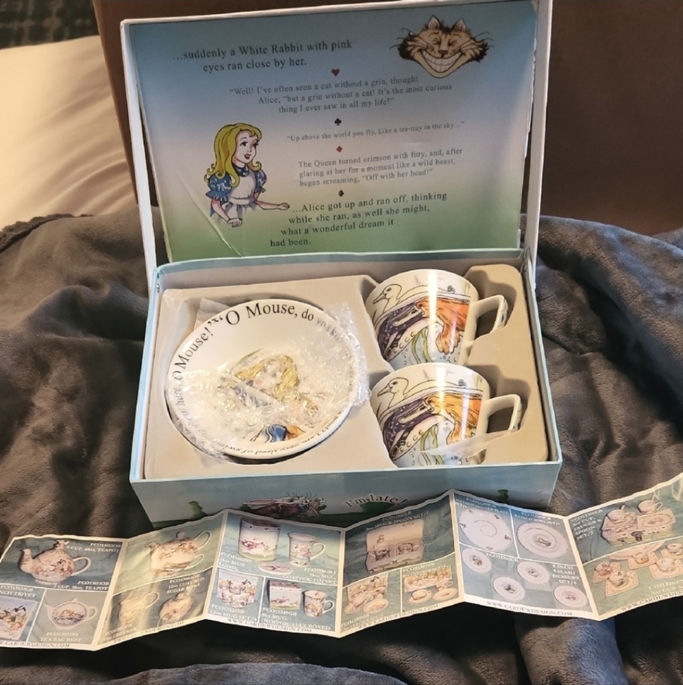 Kids Alice in Wonderland Tea Set with Mugs and Plate Two Person Set